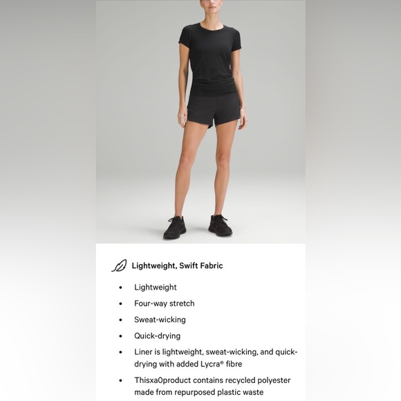 Lululemon Athletica Speed Up Medium Rise Short 4” Length Lined New w tag - Picture 5 of 9